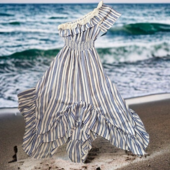 Misa Los Angeles Dresses & Skirts - MISA LOS ANGELES ONE SHOULDER STRIPED NAUTICAL SUMMER DRESS SIZE SMALL